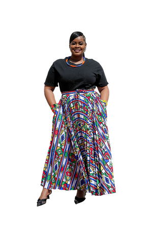 Ndebele Long Pleated Skirts- multicolor