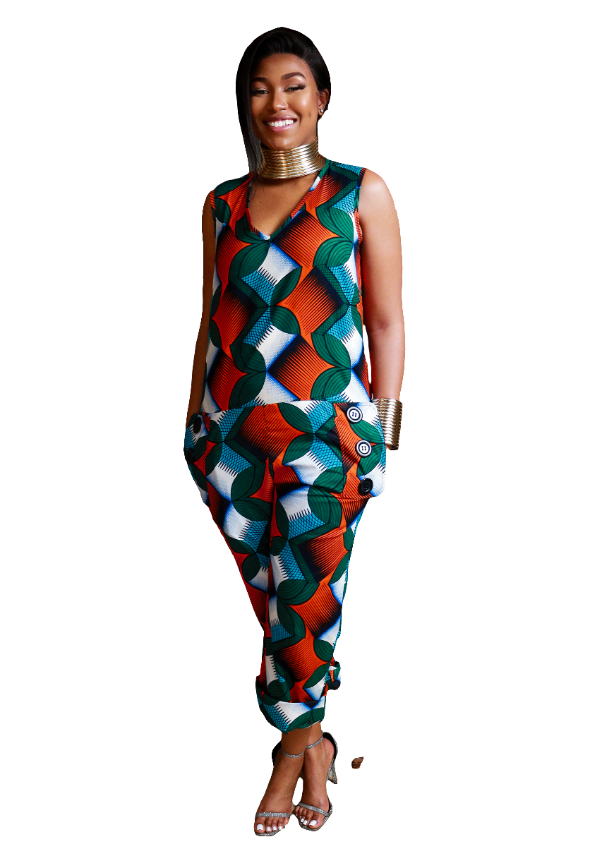 Ankara v neck jumpsuit