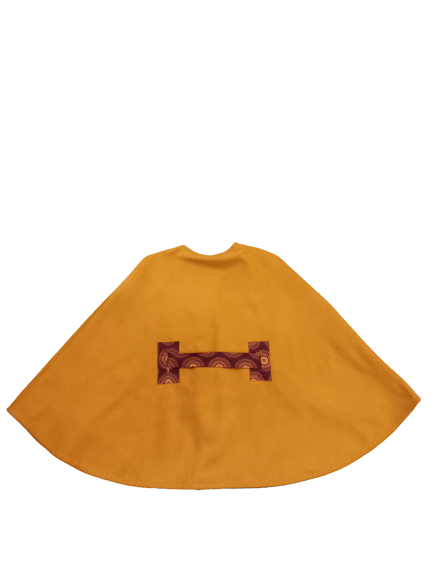 Melton and Shweshwe Poncho with Belt
