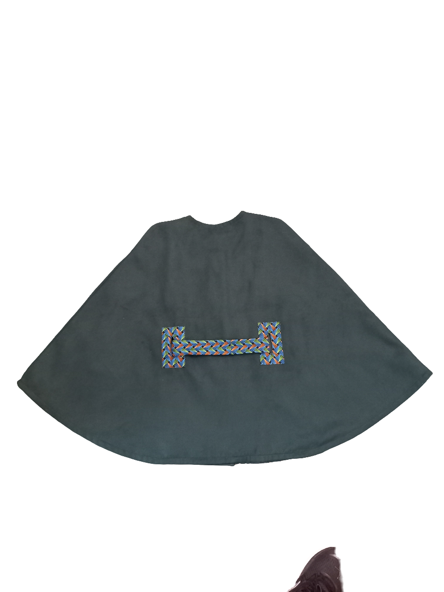 Melton and Shweshwe Poncho with Belt
