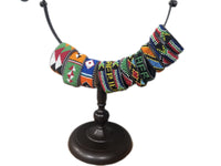 Masai Beaded Leather Flat Bracelet- medium