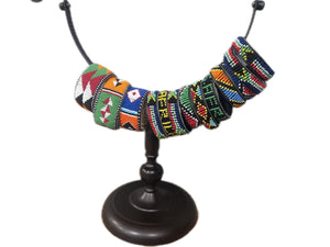 Masai Beaded Leather Flat Bracelet - Medium