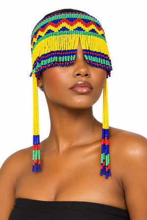 Beaded Half-Beret with Tassles
