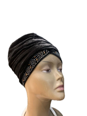 Black Velvet Headwrap with Studs