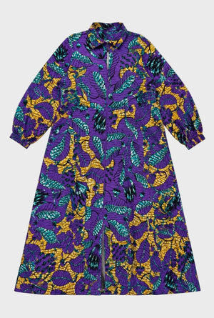 Ankara Bell-Sleeve A-Line Dress with zip