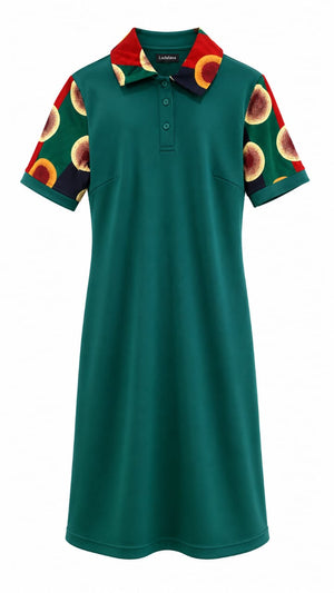 Green golf dress with African print