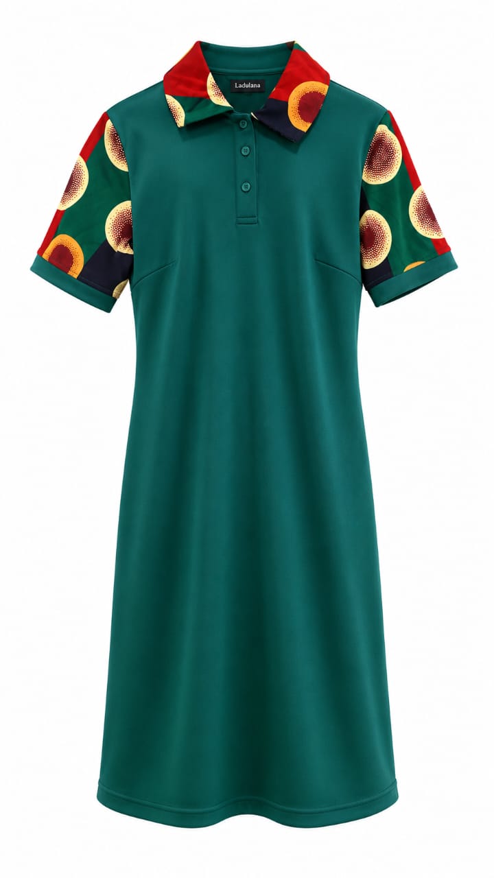 Green golf dress with African print