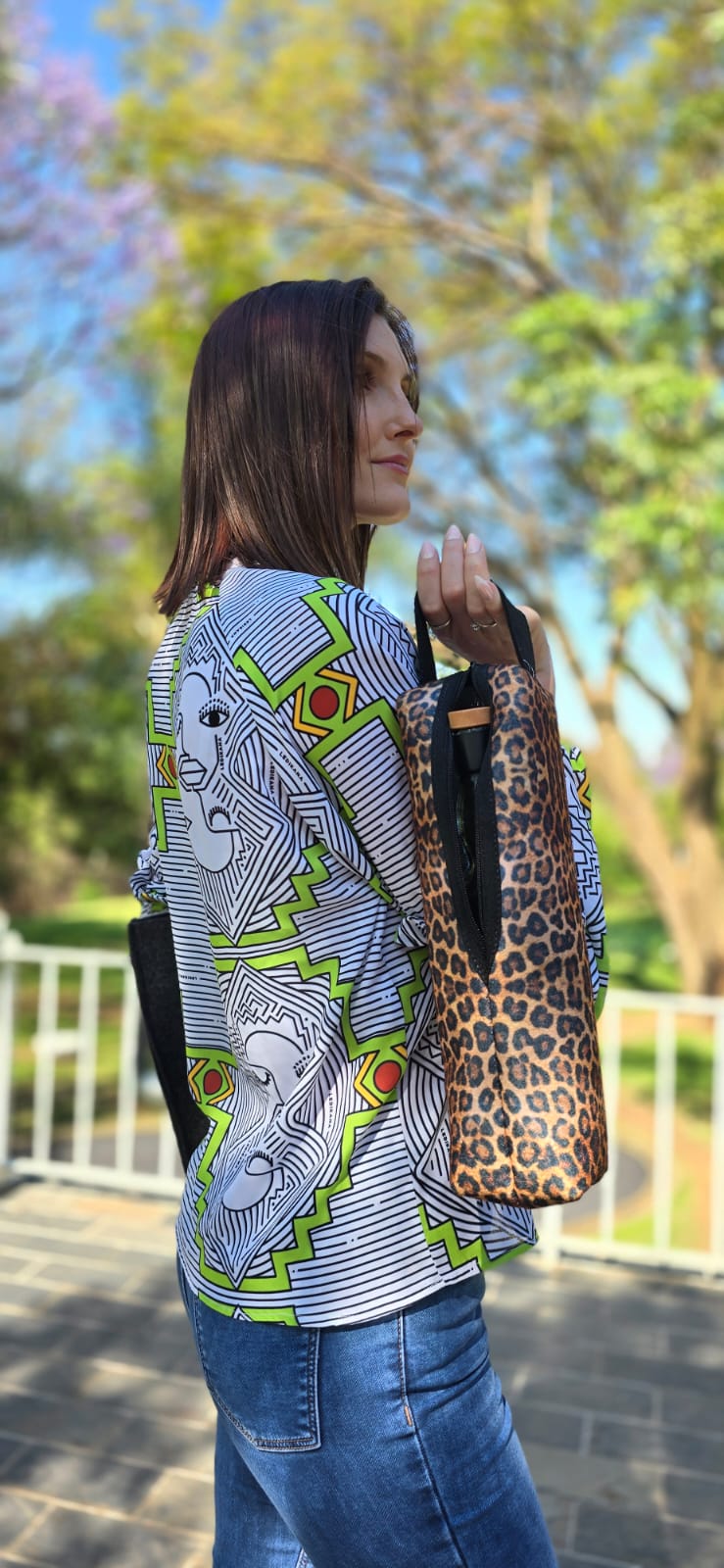 Leopard Print Eco-felt Champagne Bag