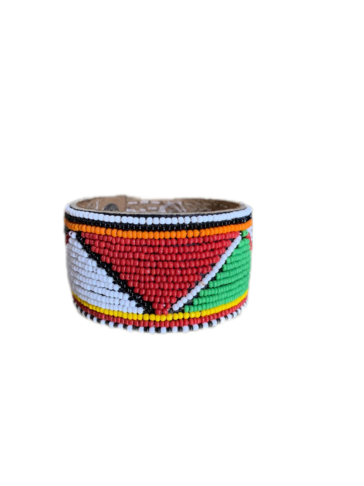 Masai Beaded Leather Flat Bracelet - Medium