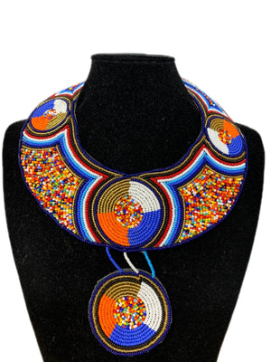 Masai Beaded Leather Neckpiece