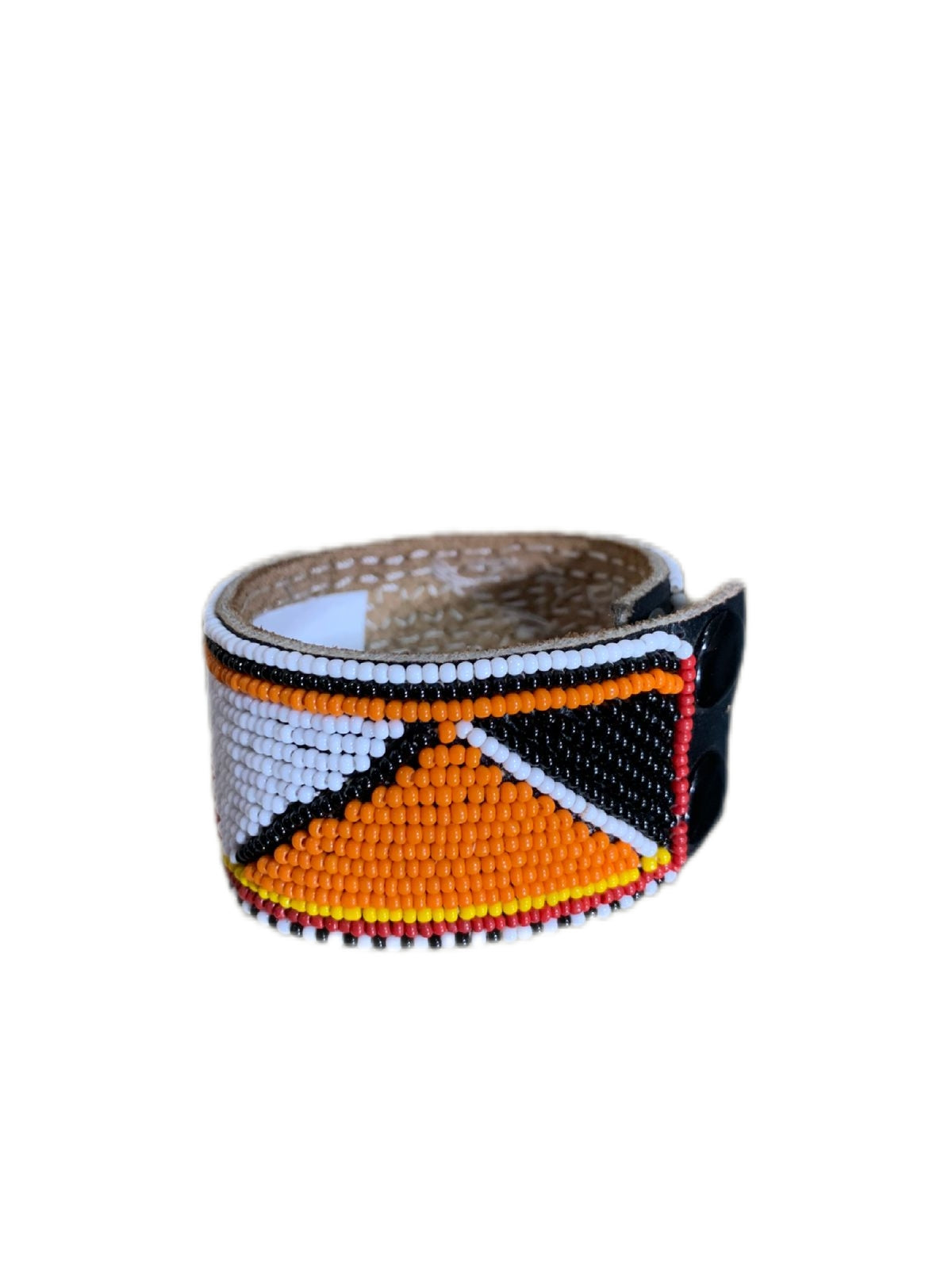 Masai Beaded Leather Flat Bracelet- medium