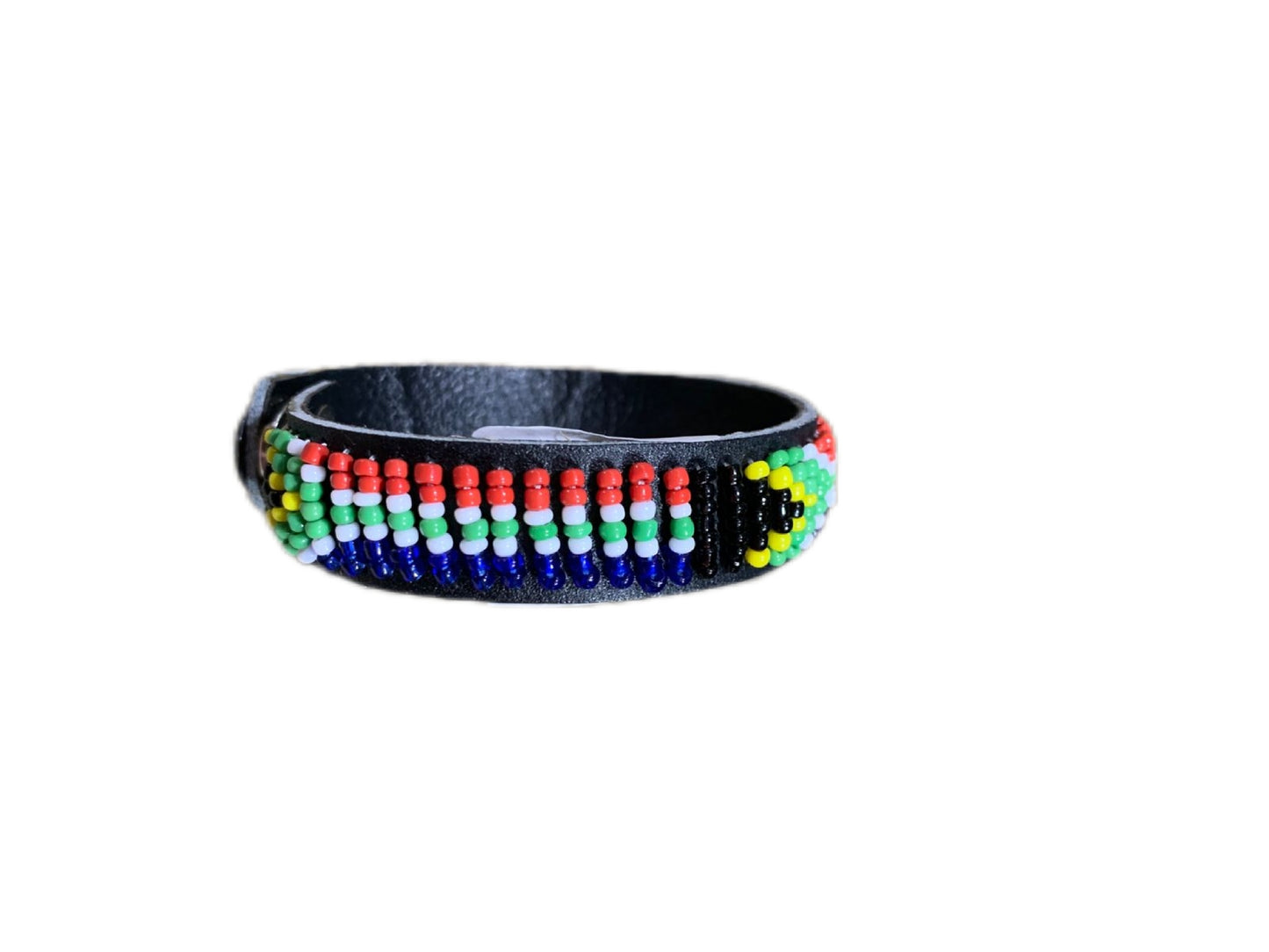 Masai Beaded Leather Flat Bracelet- small