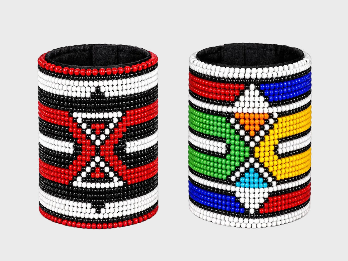 Beaded Leather Ndebele Bangle