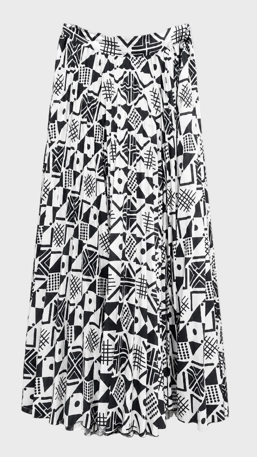Ndebele Long  Pleated Skirt- black and white