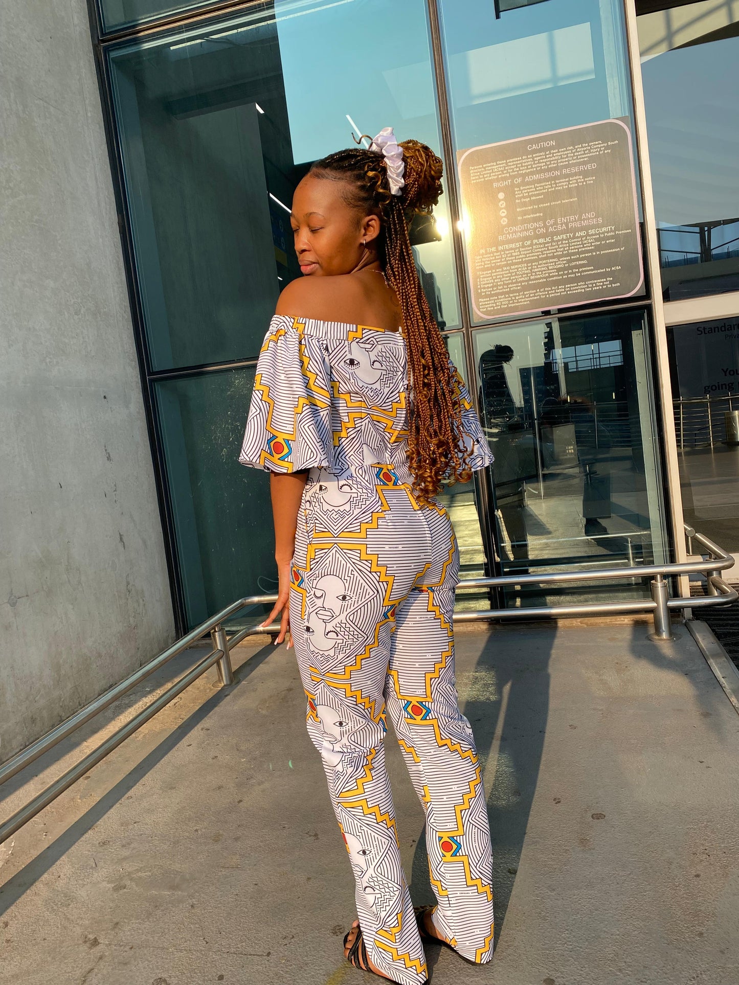 Africa Face Off-shoulder Jumpsuit