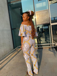 Africa Face Off-shoulder Jumpsuit
