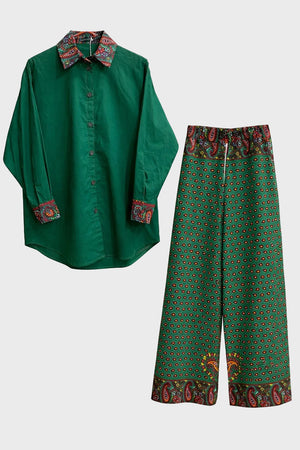 Ankara Trim Ladies Long Sleeve Shirt