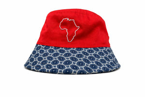 Africa Map Bucket Hat with Shwe Trim