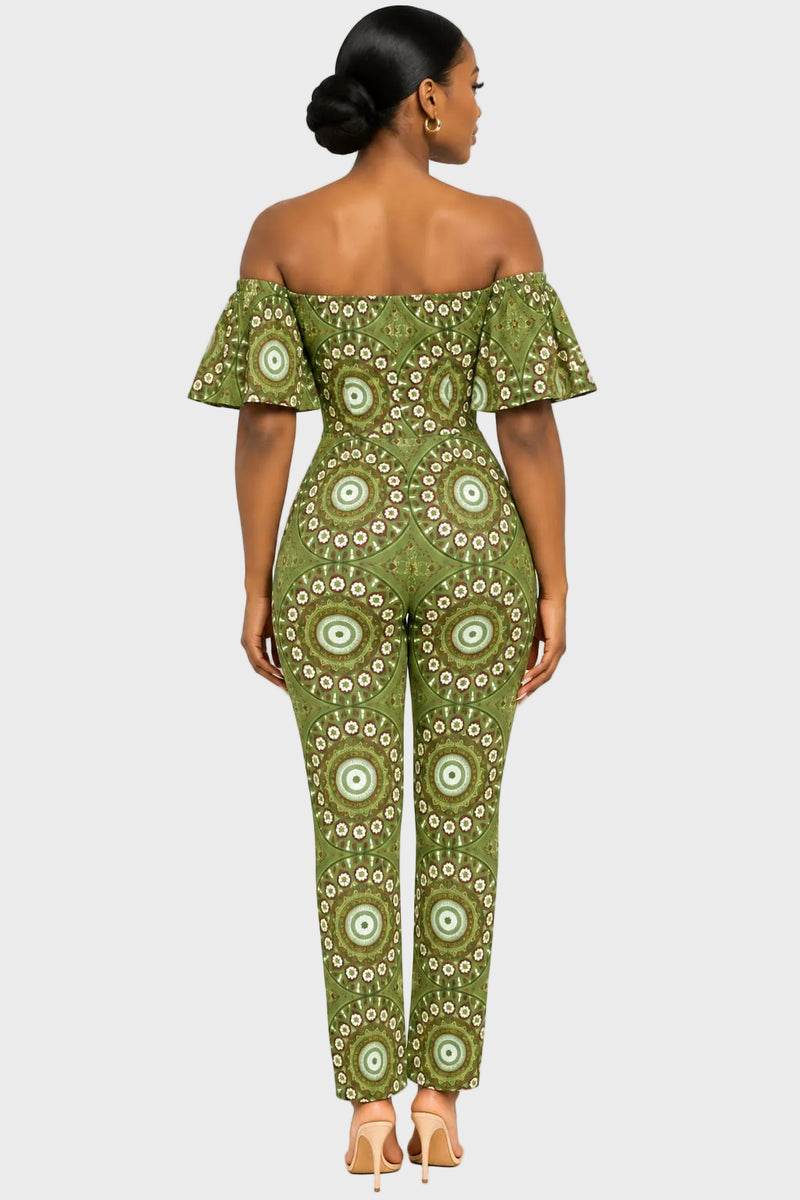 Shweshwe Off-Shoulder Jumpsuit