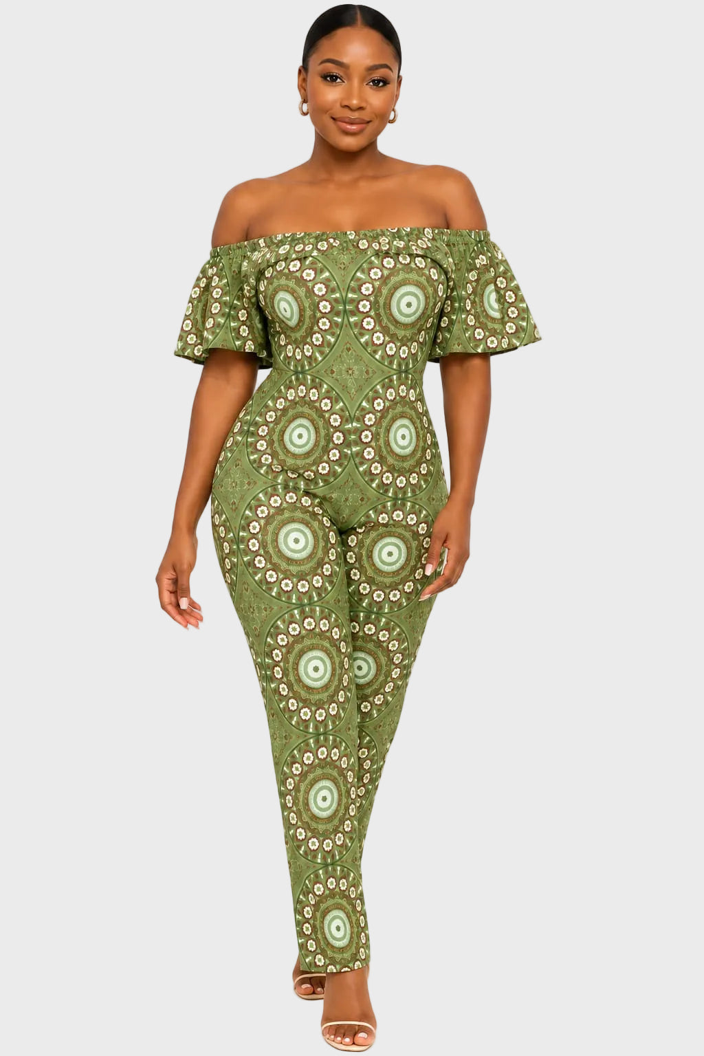 Shweshwe Off-Shoulder Jumpsuit