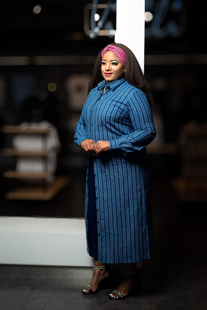 Shweshwe Long Shirt Dress