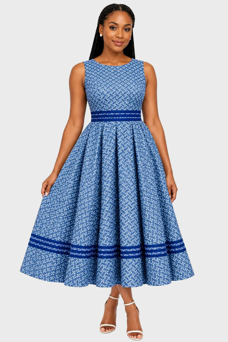 Shweshwe Sleeveless Dress