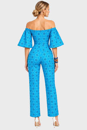 Shweshwe Off-Shoulder Jumpsuit