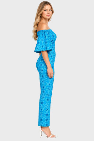 Shweshwe Off-Shoulder Jumpsuit