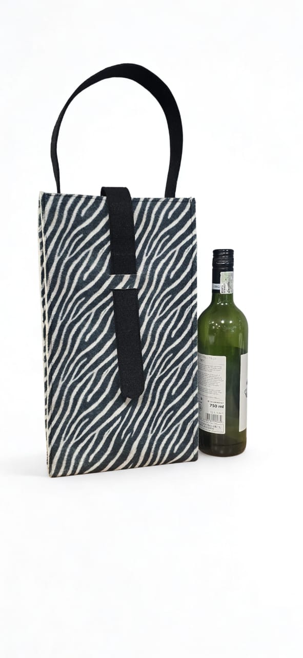 Zebra Print Eco-felt Double Wine Holder