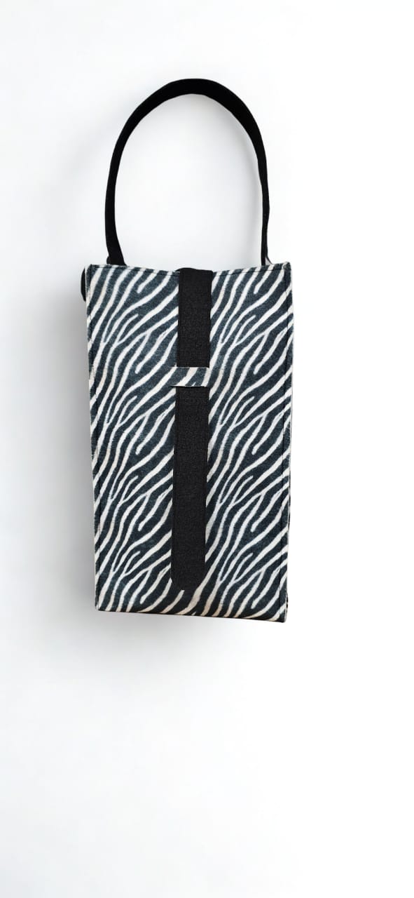 Zebra Print Eco-felt Double Wine Holder
