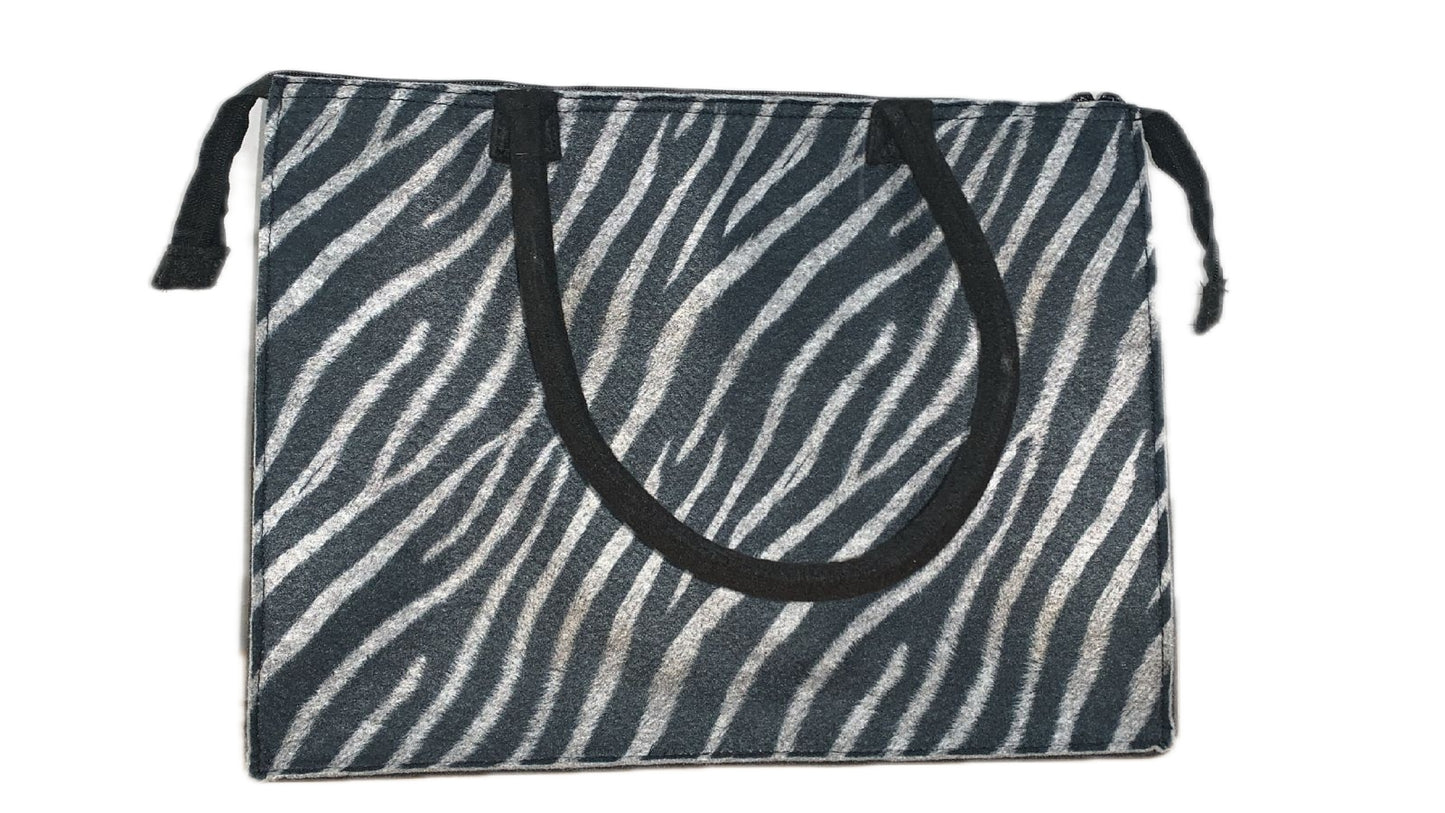 Zebra Print Eco-felt Tote Bag (with zip)