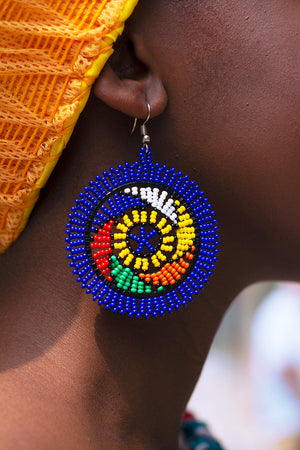 Zulu Beaded Round Earrings